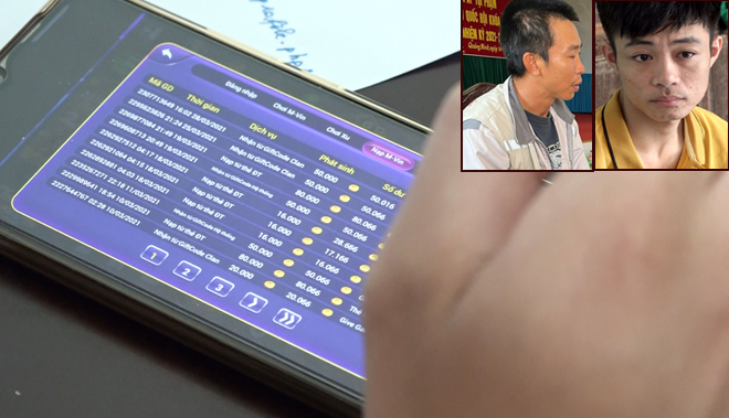 Đối tượng Trần Qúy Bình và Võ Hữu Song dùng các phương tiện điện tử và điện thoại thông minh để đánh bạc và giao dịch qua mạng.